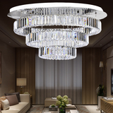 时尚简约大气客餐厅卧室创意长条高水晶吸顶灯圆环形不锈钢现代灯