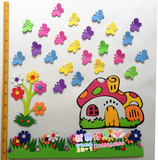 幼儿园黑板报DIY泡沫花装饰儿童房墙贴画*教室主题 浪漫小屋组合