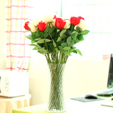 单支红色浪漫仿真玫瑰花批发婚庆客厅茶几装饰绢布假花送礼物