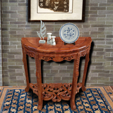 红木家具半圆桌花梨木洋花半圆台实木仿古中式刺猬紫檀玄关台边桌