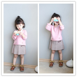 春秋装新款中小童淑女韩国女童女宝宝针织套装两件套装毛衣短裙