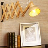北欧创意餐厅酒吧卧室书房个性实木led床头拉伸壁灯