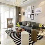 时尚现代宜家黑白条纹地毯客厅茶几长方形地毯卧室床边满铺地毯