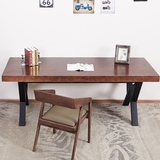 美式复古绘画桌简易书桌 简约实木铁艺餐桌办公桌电脑桌书房家具