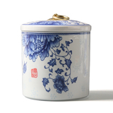 直筒陶瓷罐陶瓷茶叶罐大号带盖青花瓷罐子普洱茶红茶罐小茶饼罐