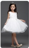 女童白色连衣裙六一女大童合唱服儿童纱裙公主裙蓬蓬裙花童礼服裙