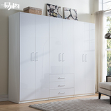 板式衣柜两门衣橱现代简约白色亮光烤漆卧室三四五六门整体大衣柜