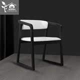 北欧美式实木餐椅真皮布艺椅休闲椅现代简约椅酒店咖啡餐厅椅子