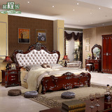 欧式深色成套卧室家具套装组合美式复古衣柜实木床梳妆台四六件套