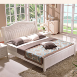 简约现代中式实木双人床橡木1.8米婚床白色组装高箱储物床经济型