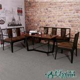 美式loft复古铁艺沙发美式咖啡厅沙发椅组合实木茶几客厅泡茶桌椅