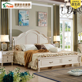 家家乐乐 实木乡村美式床1.8米欧式实木田园风格双人床婚床白色