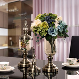 欧式家居装饰品餐桌客厅玻璃花瓶花艺摆件仿真花样板间电视柜摆设