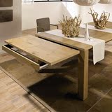 咸林木业可伸缩 实木餐桌椅组合 客厅长方形可折叠组装四人小饭桌