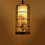 新中式鸟笼仿古吊灯铁艺手绘国画古典灯阳台酒店茶楼过道餐厅灯具