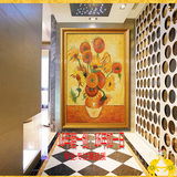 梵高向日葵纯手绘油画玄关过道客厅沙发背景墙装饰画壁炉临摹挂画
