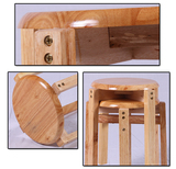 包邮整装原木色家用加固双档实木小圆凳子橡木凳餐桌凳小凳子板凳