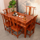 千古茶桌实木 中式仿古南榆木茶桌椅组合家具餐桌 功夫茶桌椅组合