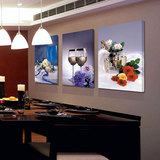 客厅装饰画 现代壁画 厨房餐厅墙画 沙发墙三联画无框画挂画 酒杯