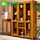 现代中式酒柜二门三门厨房柜实木客厅储物柜展示柜碗柜餐边柜吧台