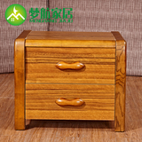 现代中式床头柜实木储物柜简约二斗乌金木色原木床头橱卧室家具