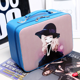 韩版糖果色可爱化妆包便携手提旅行化妆箱彩妆收纳包大容量带镜子
