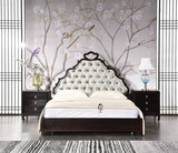 新中式家具 中式实木布艺双人床 样板房卧室别墅定制工厂直销现货