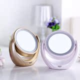 台式LED化妆镜 双面梳妆镜欧式带灯镜子 5倍放大台镜 结婚公主镜