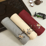 茶几布艺 中式古典旗布 餐桌茶具梅花刺绣纯色装饰布长方形台布