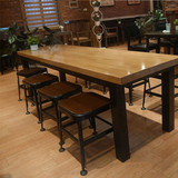 复古餐桌风格实木餐桌西餐厅长方桌咖啡桌星巴克餐台餐饮桌椅组合