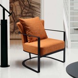 简约现代铁艺烤漆休闲椅布艺单人沙发时尚懒人椅子样板房会所客厅
