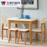 北欧实木餐桌椅组合小户型可折叠钢化玻璃餐桌家用多功能饭桌家具