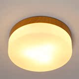 创意卧室吸顶灯北欧日式简约现代木纹书房阳台过道led圆形吸顶灯