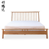 全实木双人床 简约现代橡木1.8米床 宜家原木1.5米单人床日式家具