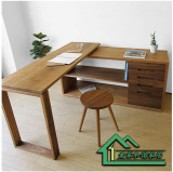 宜家现代简约日式白橡木实木书桌儿童小书桌胡桃电脑桌转角书桌