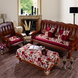 新品红实木沙发加厚海绵坐垫四季实木质沙发垫毛绒防滑长椅垫组合