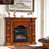 包物流欧尚家具 美式实木制实木壁炉1.4米深色欧式古典装饰柜9815