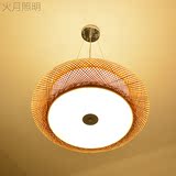 中式手工竹编吊灯笼客厅卧室餐厅圆形茶室复古竹艺灯具日式吸顶灯