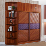 衣柜推拉门 现代简约宜家板式移动衣橱整体卧室2门实木板组合家具