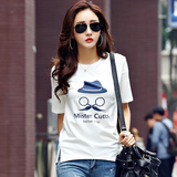 2016新款女装韩国白色宽松圆领短款t恤打底衫女夏季大码短袖上衣