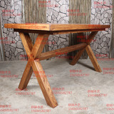 老榆木餐桌中式实木餐桌现代简约风格X腿书桌工作台实木茶桌特价
