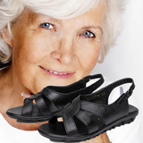 中老年人妈妈凉鞋女真皮平跟平底大码软底防滑鱼嘴镂空夏季奶奶鞋