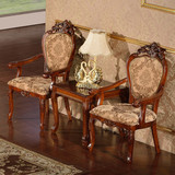 实木欧式美式休闲椅靠背扶手椅子茶几组合阳台卧室桌椅三件套方桌