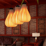 中式木皮吊灯创意个性东南亚复古新日式餐厅吊灯茶楼过道实木灯饰