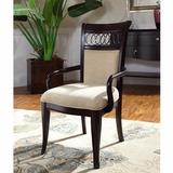 美式软包扶手实木餐椅欧式布艺有无扶手咖啡椅中式古典靠背书房椅