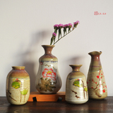 景德镇陶瓷花瓶 手工粗陶小花瓶手绘小号水培花插 禅意陶艺花器