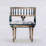 美式乡村餐椅新古典欧式实木家具法式宜家青花布艺软包化妆椅书椅