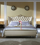新古典实木雕花双人软包床美式简欧法式公主床婚床现代酒店1.8米