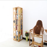 竹庭实木简易旋转书架360度落地收纳置物架儿童学生创意书柜特价