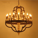 美式灯具欧式宜家做旧复古典简约现代铁艺木艺雕刻实木头吊灯